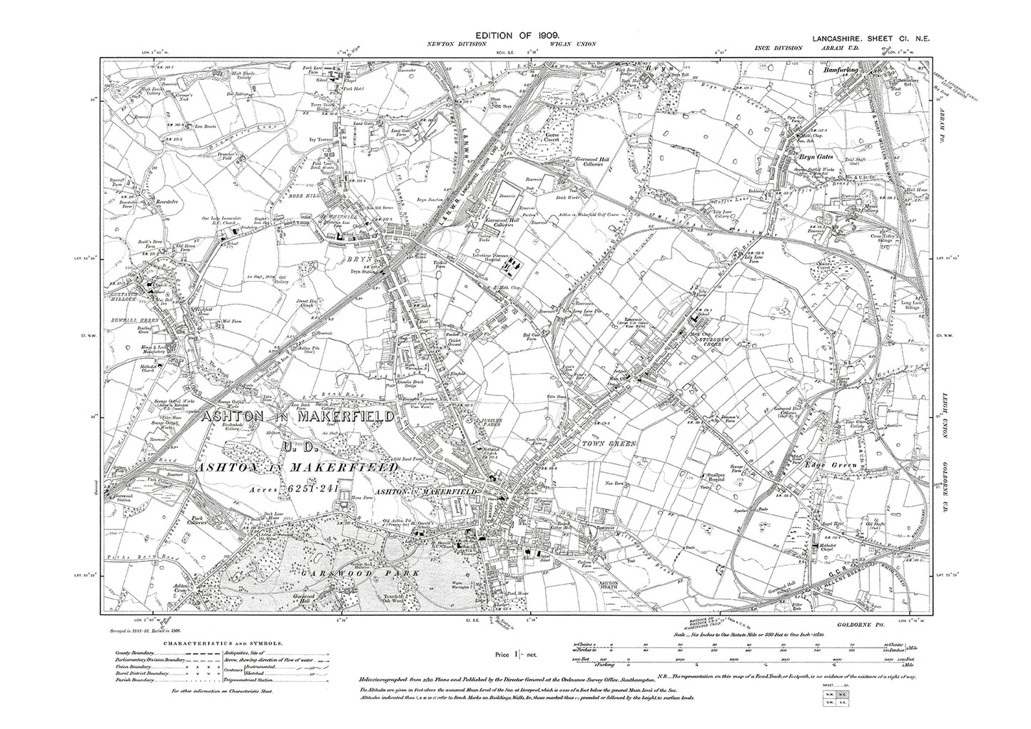 Ashton in Makerfield, Bryn - Lancashire in 1909 : 101NE