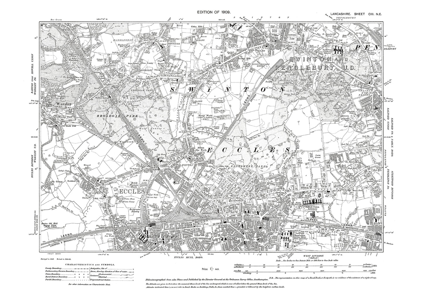 Eccles, Pendlebury, Swinton - Lancashire in 1909 : 103NE