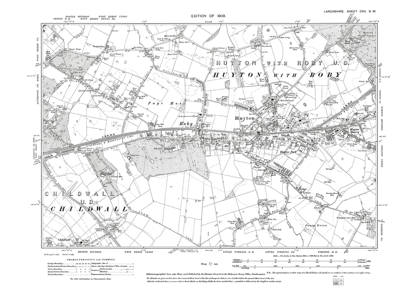 Huyton, Roby - Lancashire in 1908 : 107SW