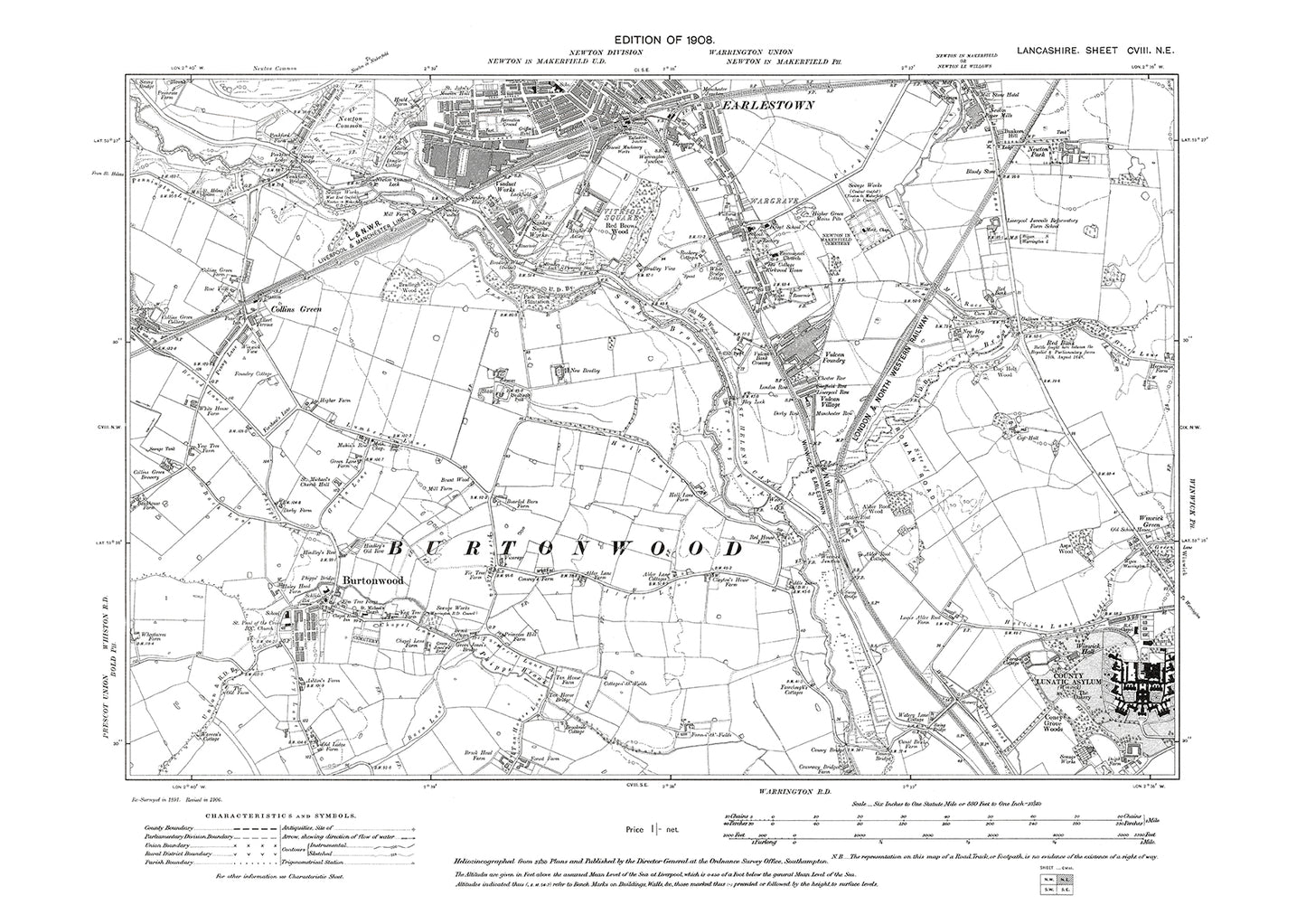 Earlstown, Burtonwood - Lancashire in 1908 : 108NE