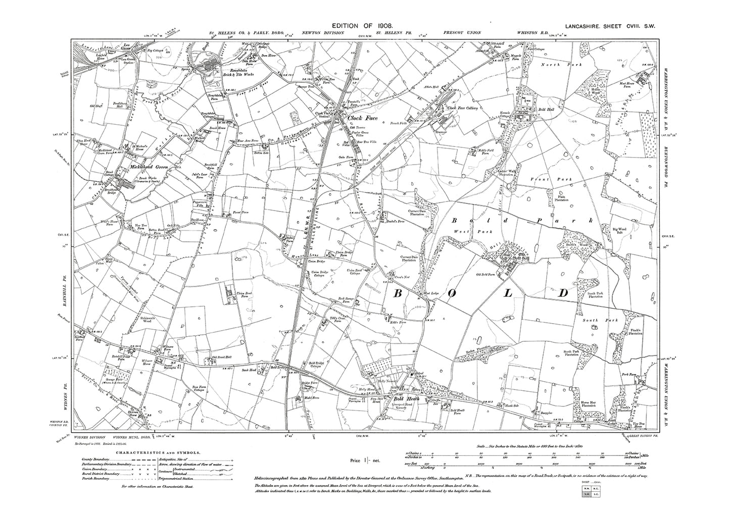 Clock Face, Bold Heath - Lancashire in 1908 : 108SW