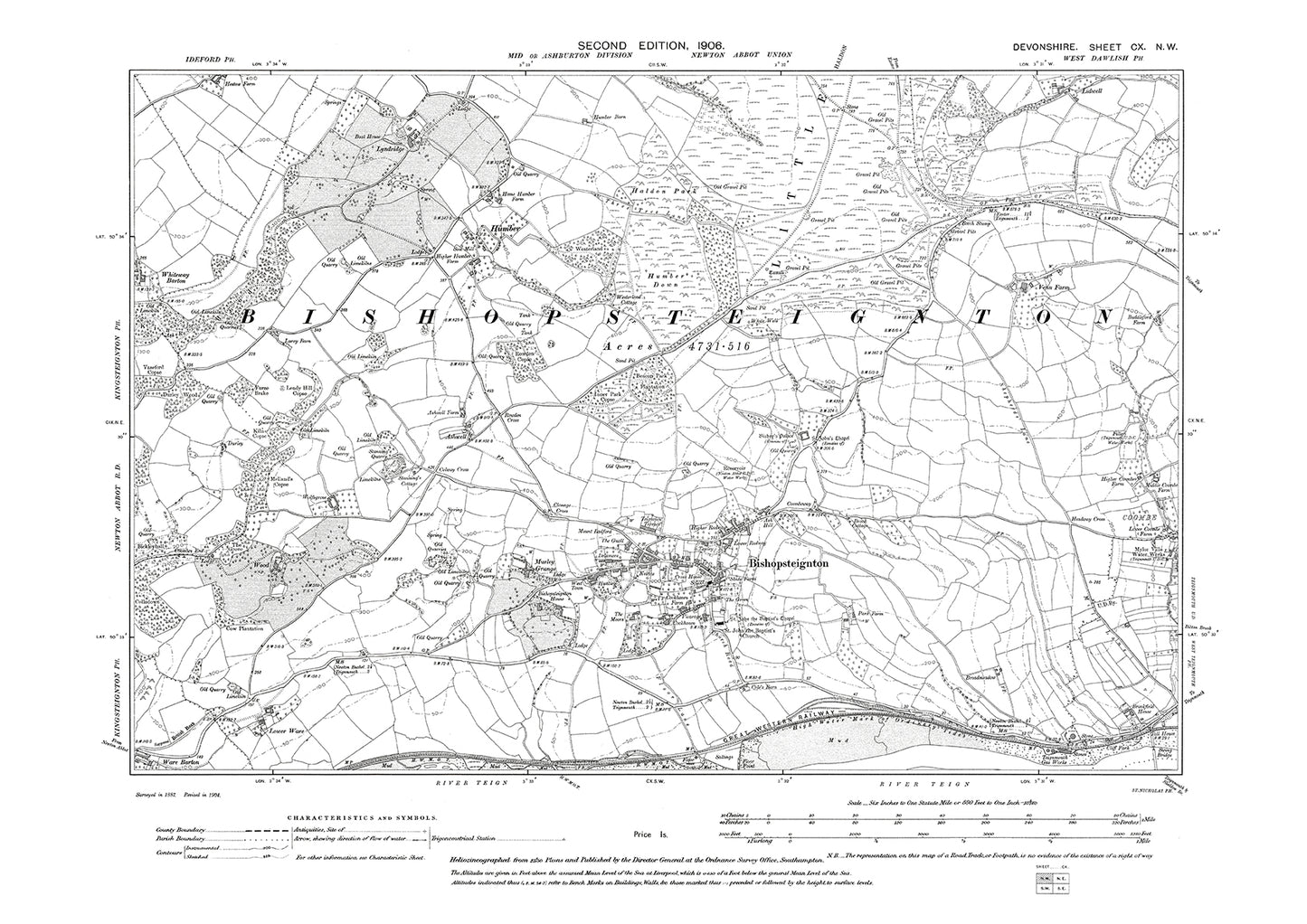 Bishopsteignton, Old Map Devon 1906: 110NW