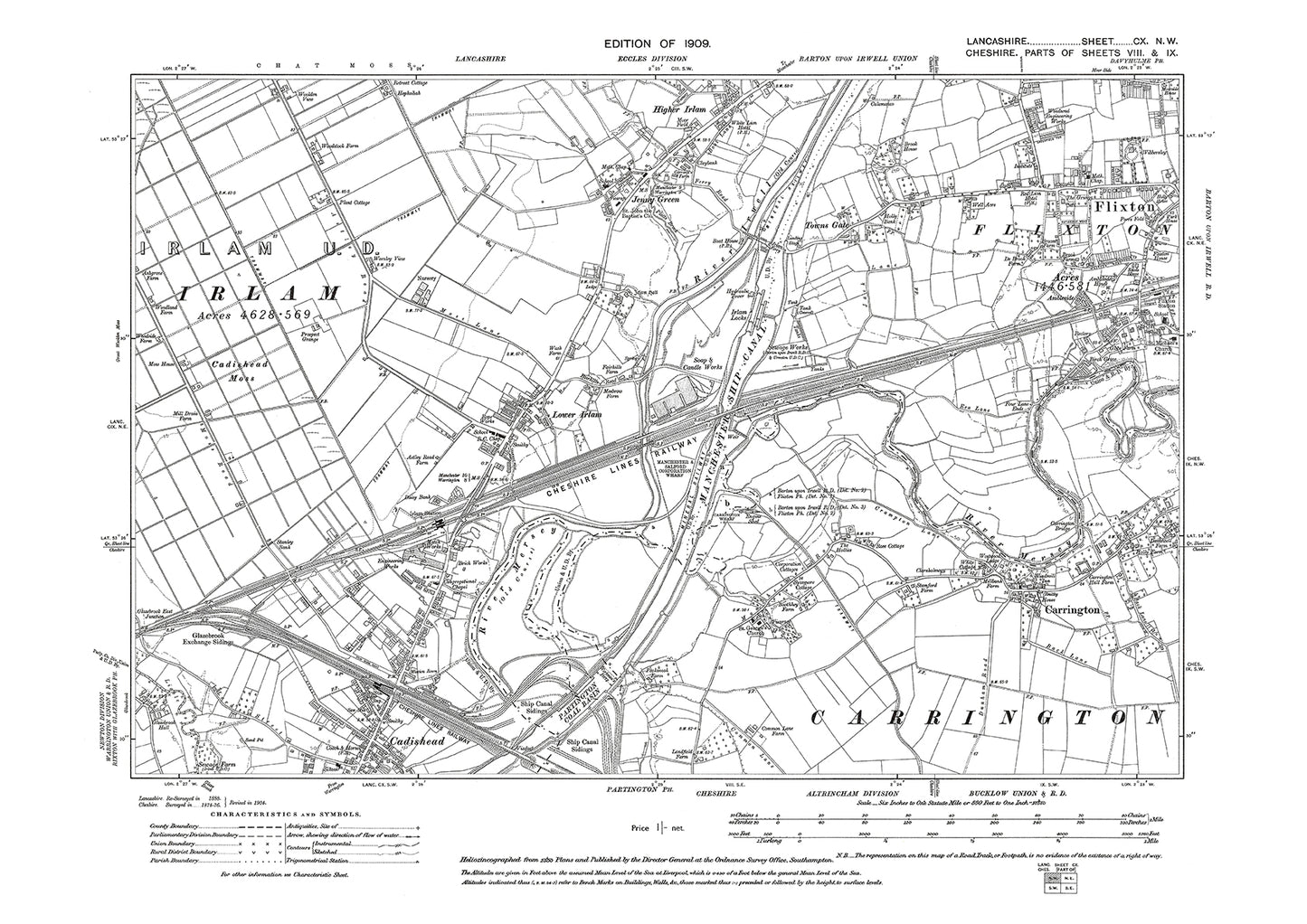 Irlam, Flixton - Lancashire in 1909 : 110NW