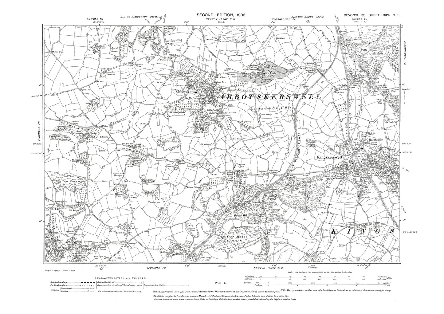 Abbotskerswell, Kingskerswell, Ipplepen, Old Map Devon 1906: 115NE