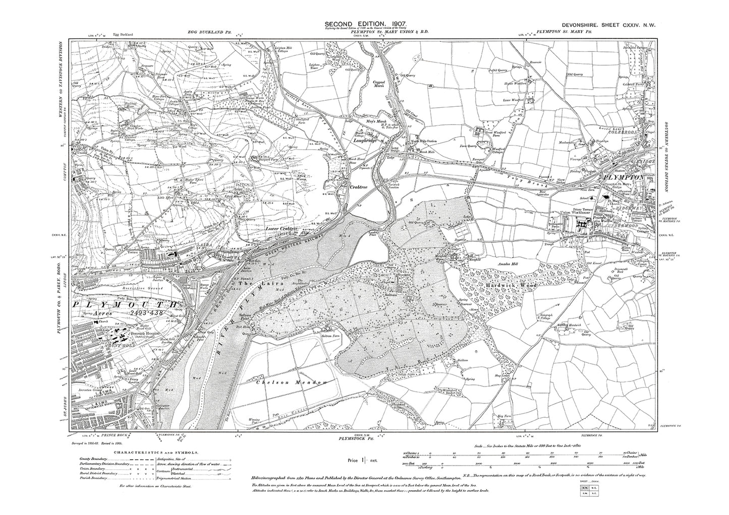 Plymouth (east), Plympton, Old Map Devon 1907: 124NW