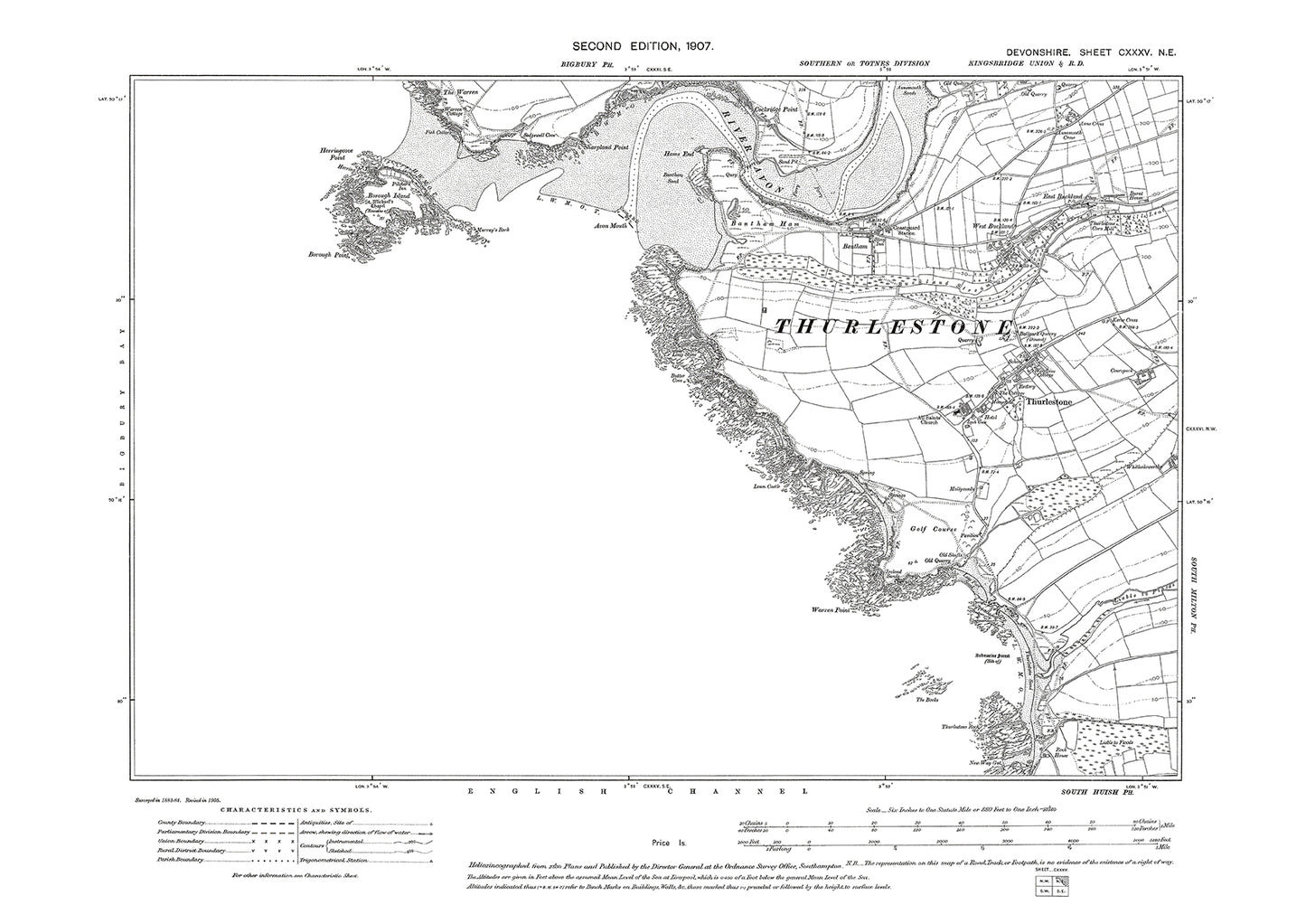 Thurleston, Old Map Devon 1907: 135NE
