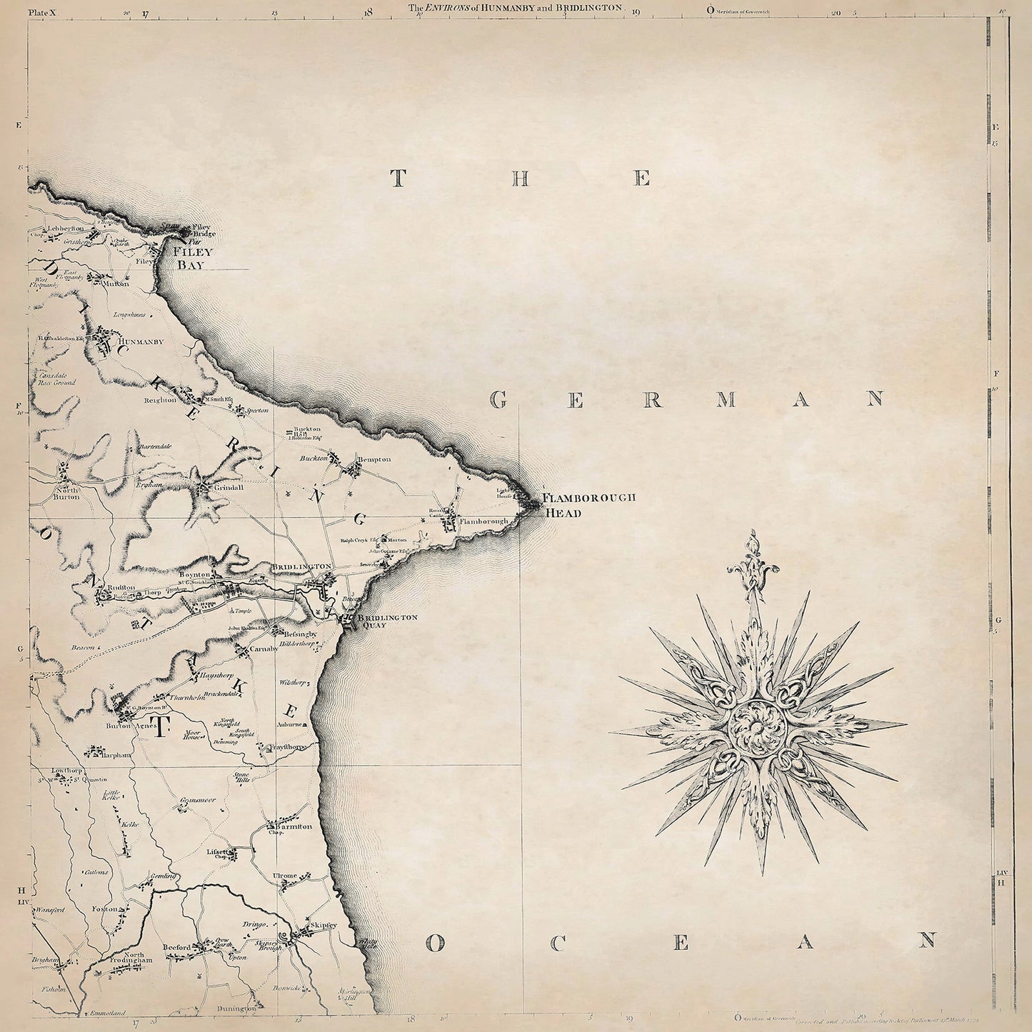 Yorkshire in 1771 sheet 2-5 - shows the Hunmanby and Bridlington area