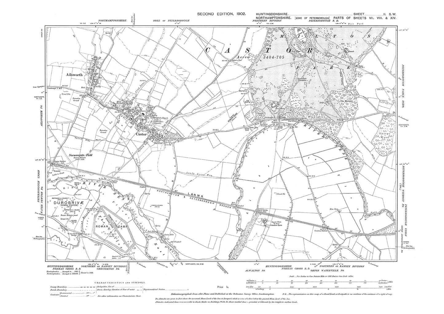 Castor, Ailsworth - Huntingdonshire in 1902 : 2SW