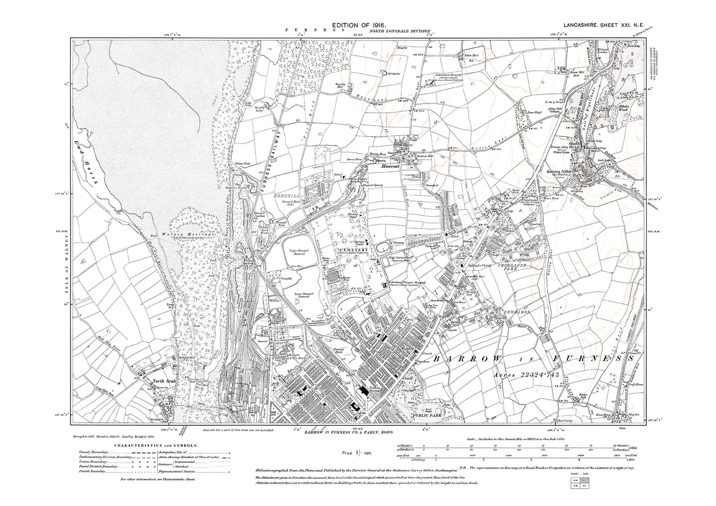Barrow in Furness (north) - Lancashire in 1919 : 21NE