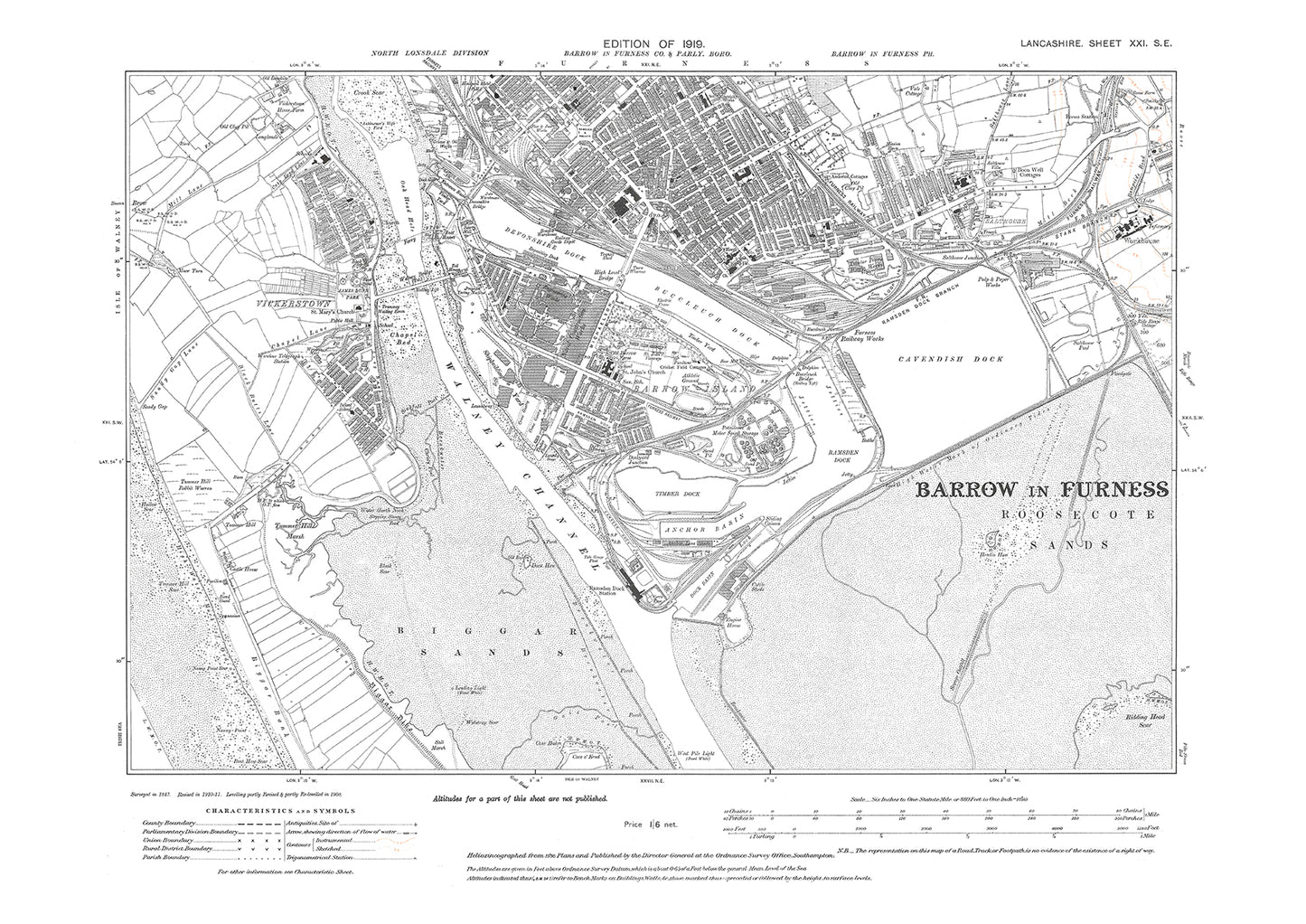 Barrow in Furness (south) - Lancashire in 1919 : 21SE