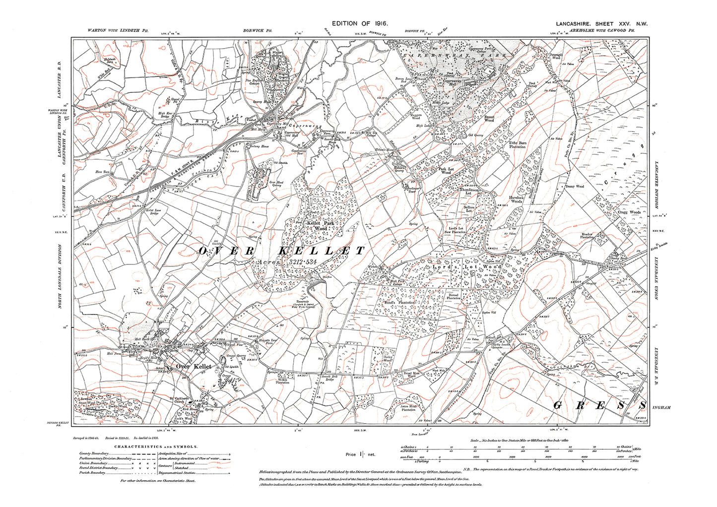 Over Kellet, Capernwray - Lancashire in 1919 : 25NW