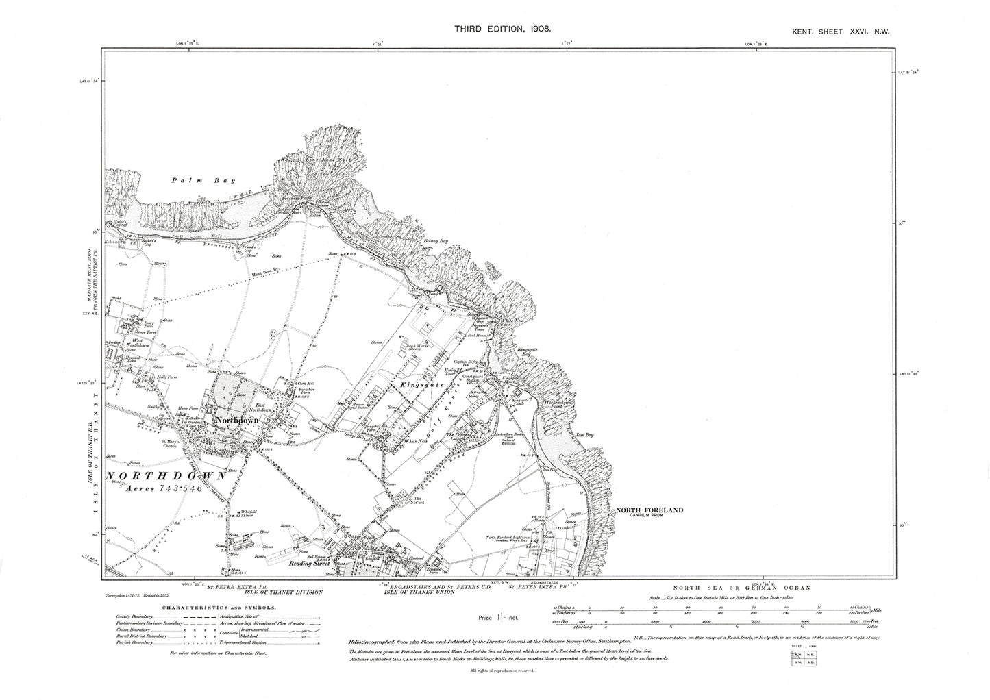 Kingsdown, Northgate, Broadstairs (north), old map Kent 1908: 26NW