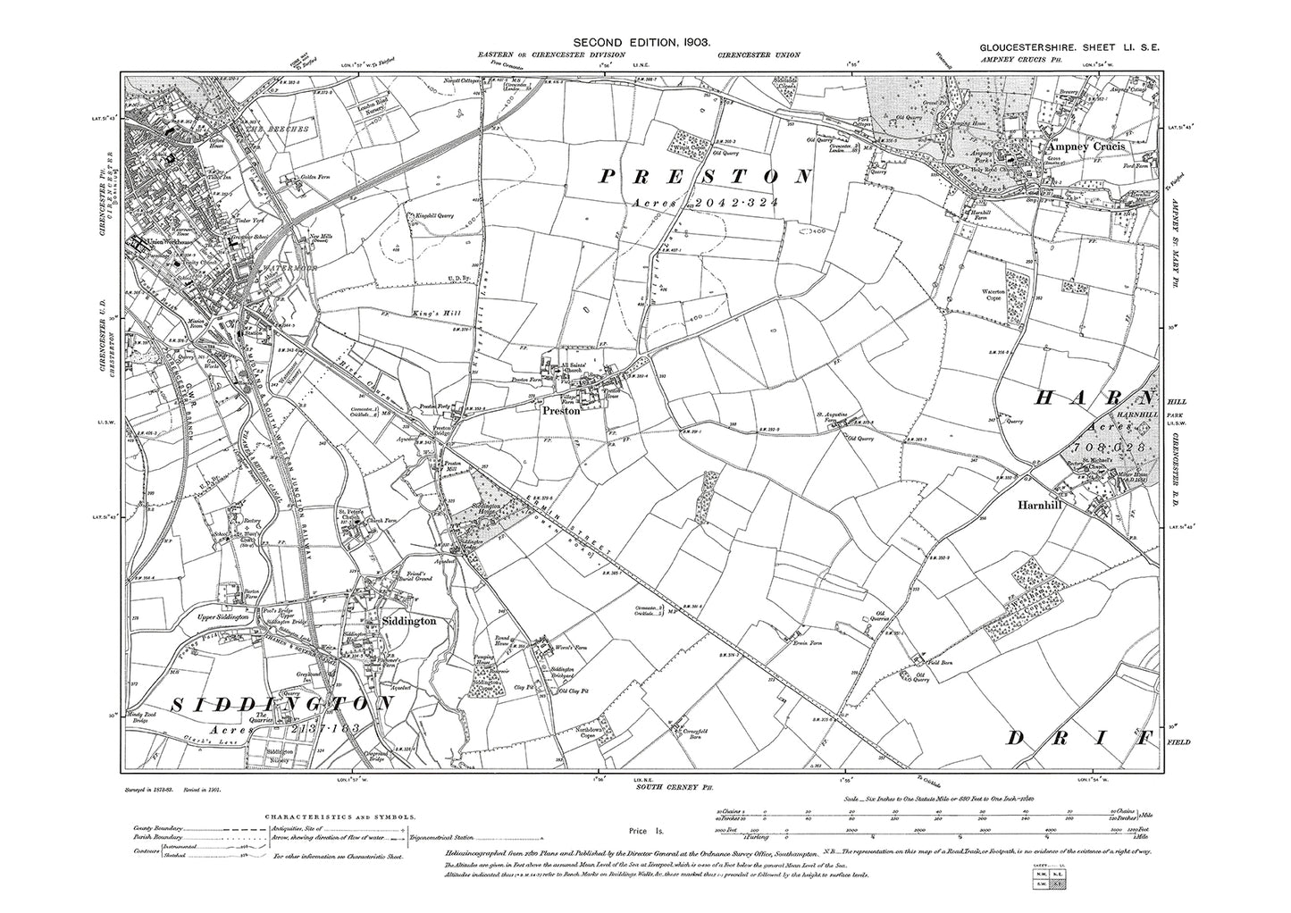 Old OS map dated 1903, showing Cinderford, Little Dean in Gloucestershire - 31SE