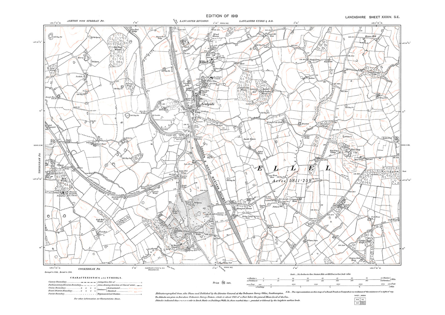 Ellel, Galgate - Lancashire in 1919 : 34SE