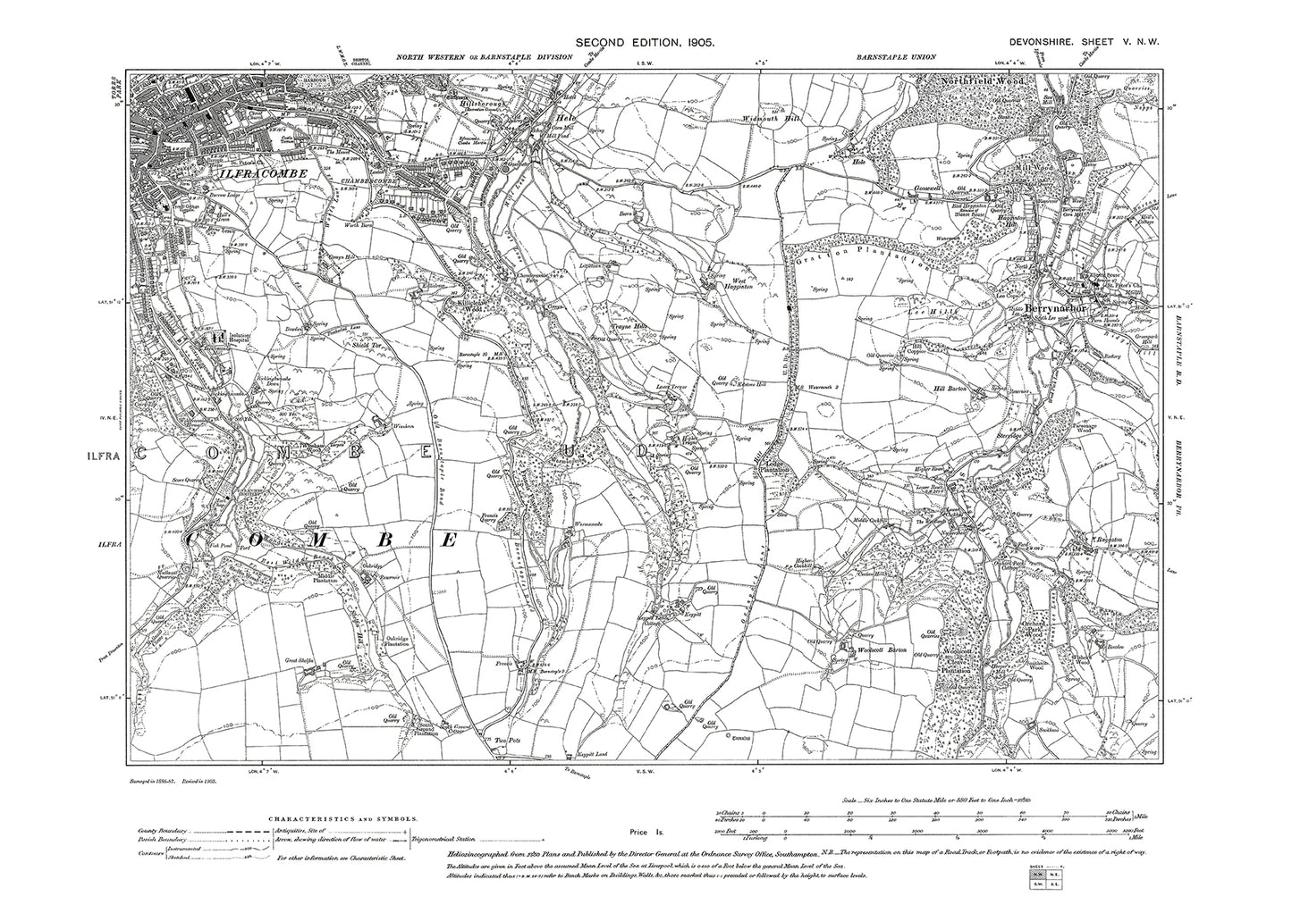 Ilfracombe (east), Berrynarbor, Old Map Devon 1905: 4NW