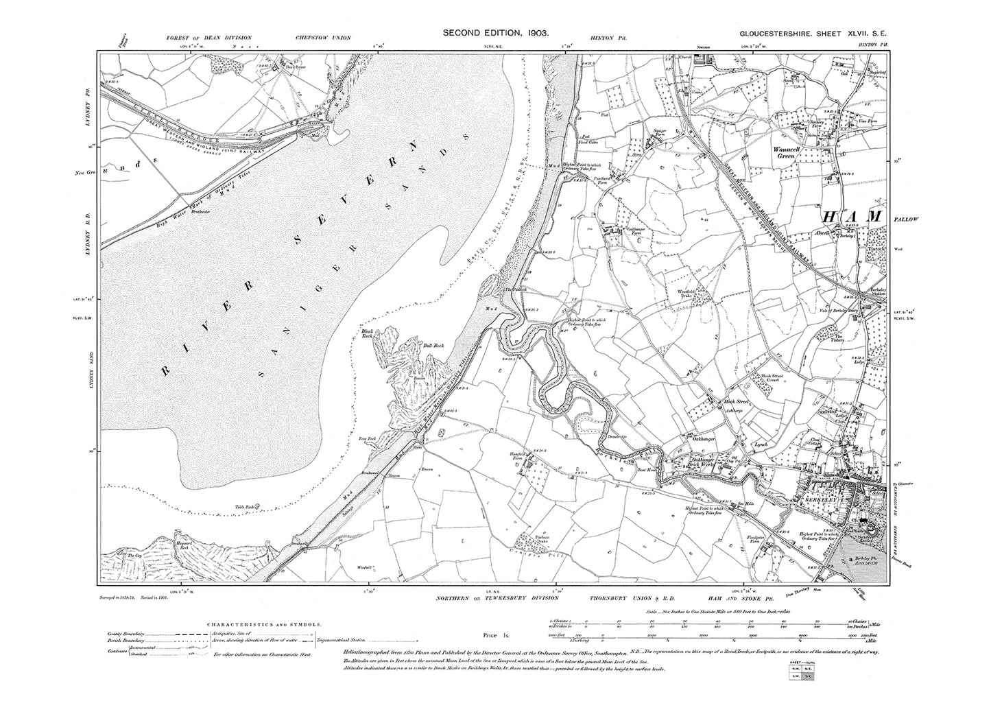 Old OS map dated 1903, showing Berkeley, Wanswell Green in Gloucestershire - 47SE