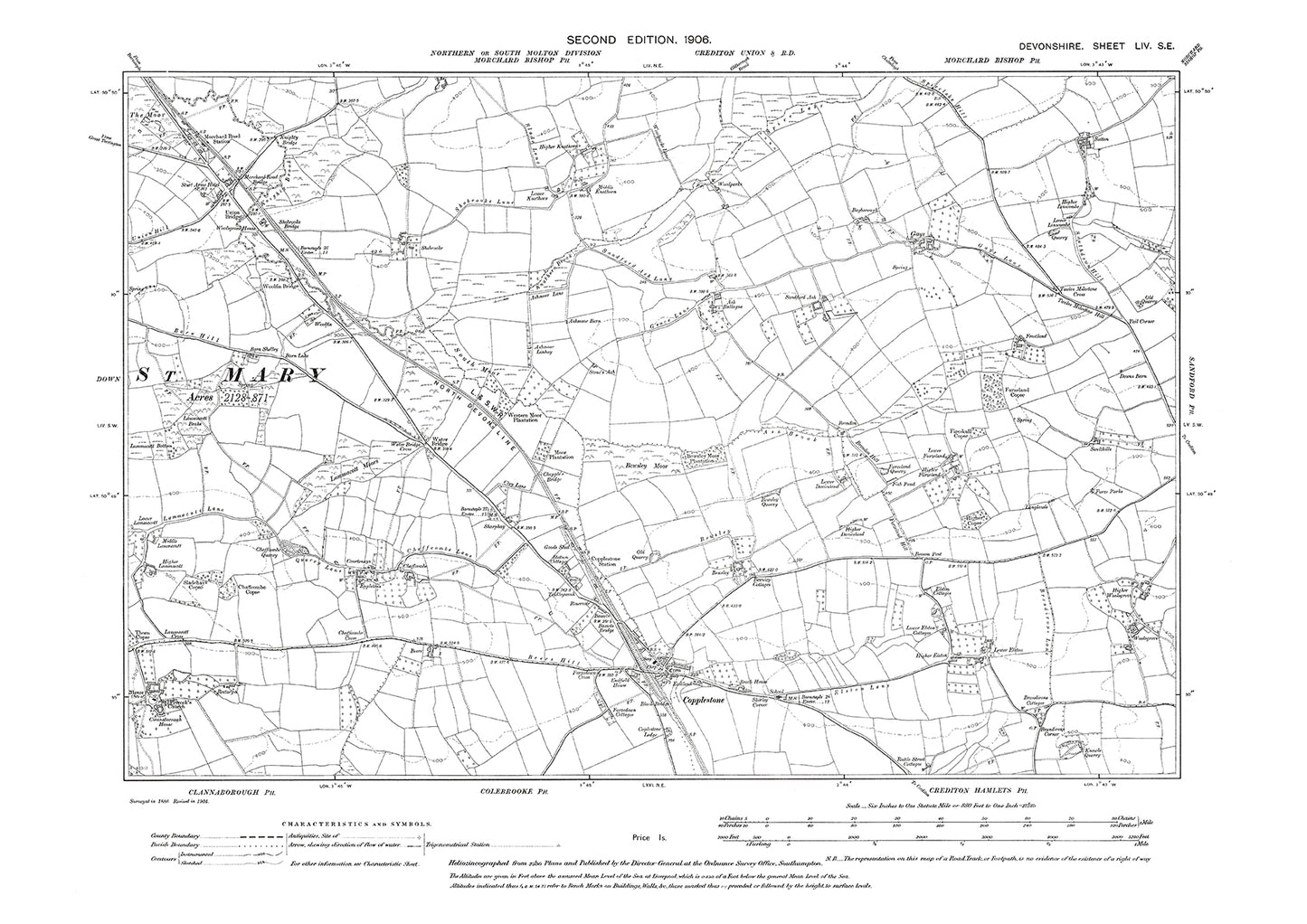 Copplestone, Morchard, Old Map Devon 1906: 54SE