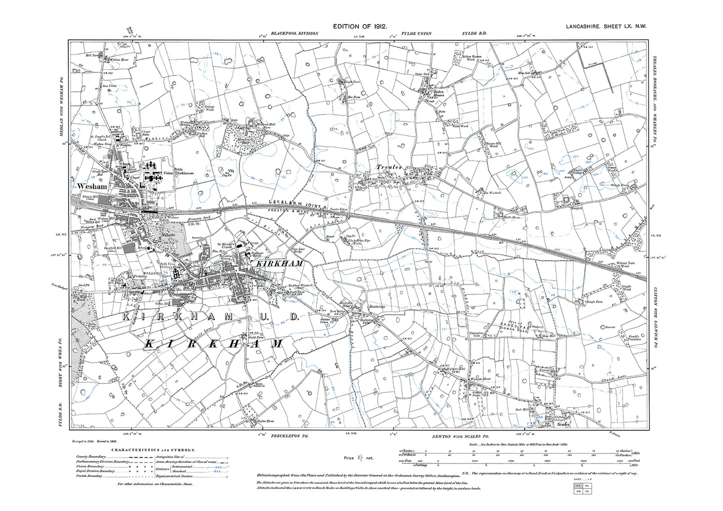 Kirkham, Wesham, Treales - Lancashire in 1912 : 60NW