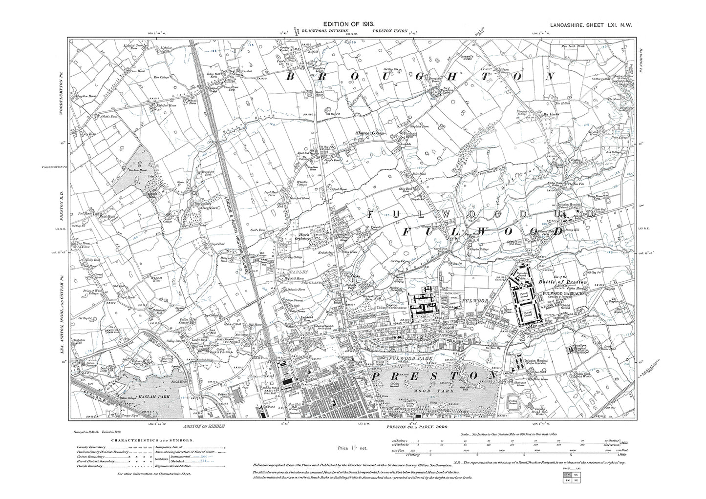Preston (north)- Lancashire in 1913 : 61NW