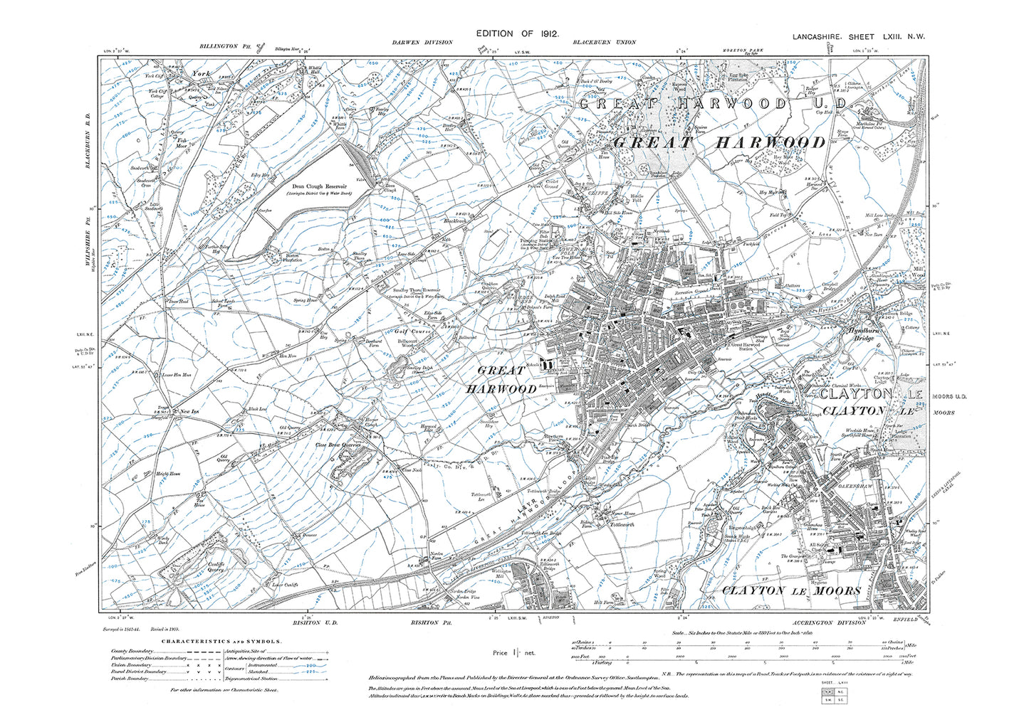 Great Harwood, Clayton le Moors - Lancashire in 1912 : 63NW