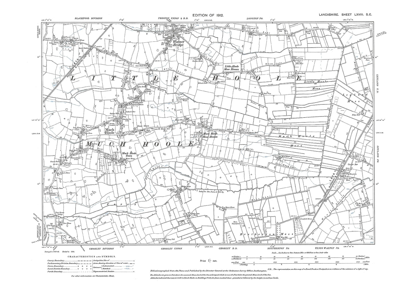 Much Hoole, Walmer Bridge - Lancashire in 1912 : 68SE