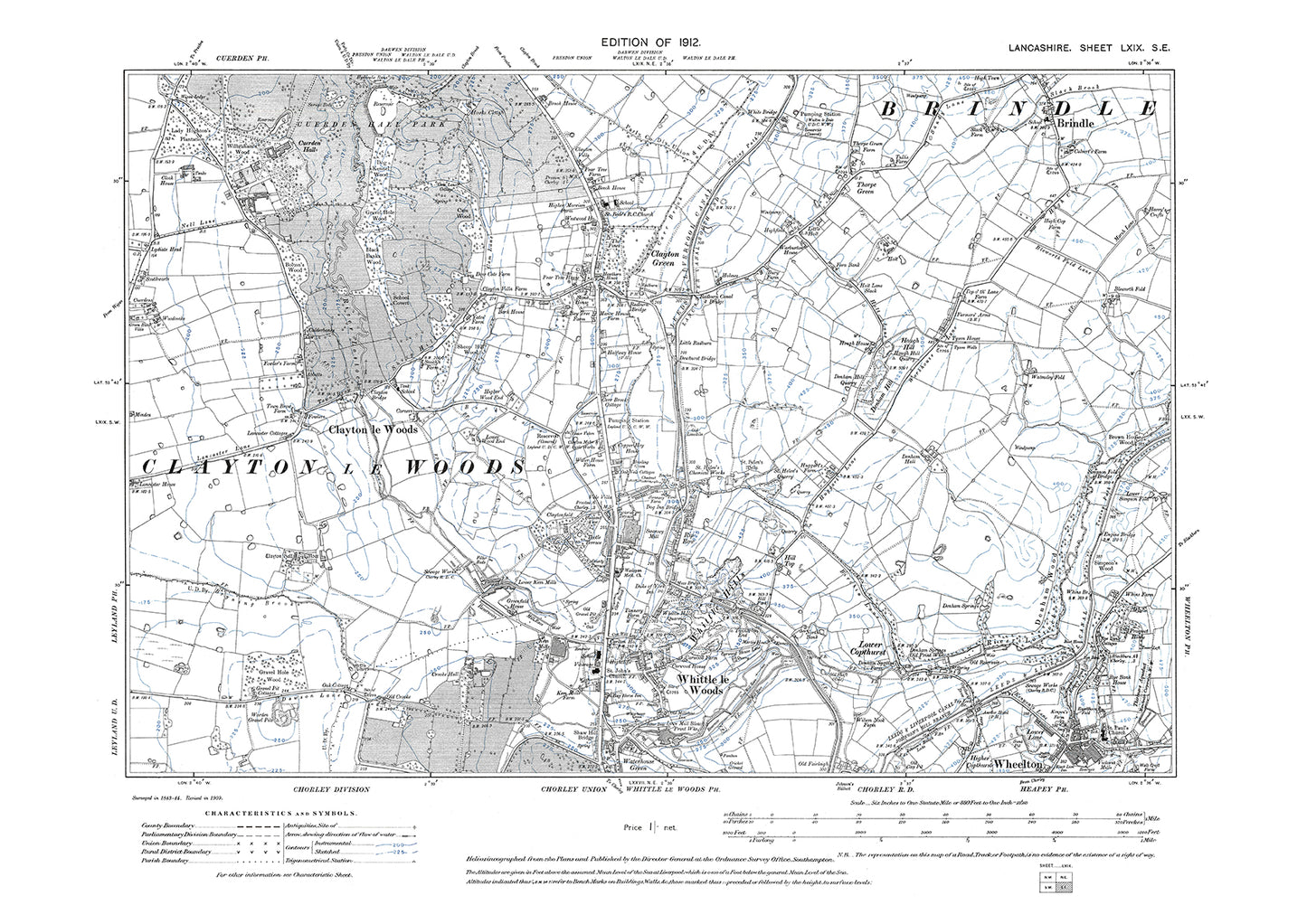 Whittle le Woods, Clayton le Woods - Lancashire in 1912 : 69SE