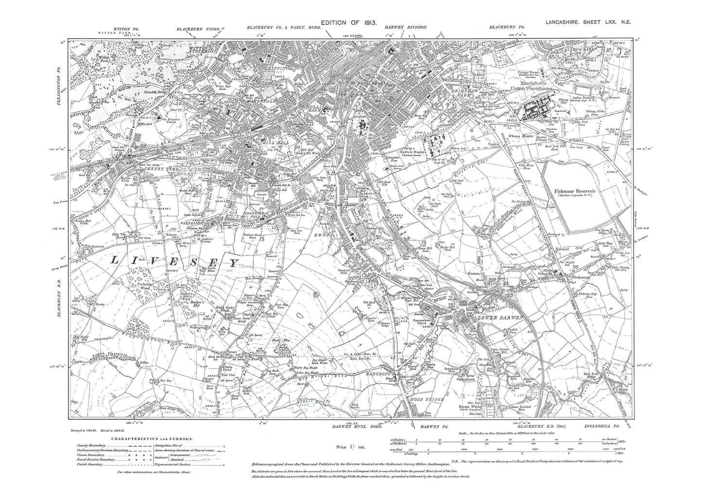 Blackburn (south) - Lancashire in 1913 : 70NE