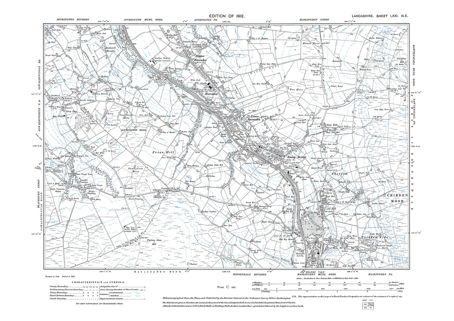 Haslingden (north), Baxenden - Lancashire in 1912 : 71NE