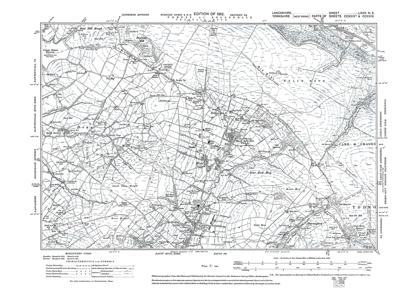 Bacup (north) - Lancashire in 1912 : 72NE