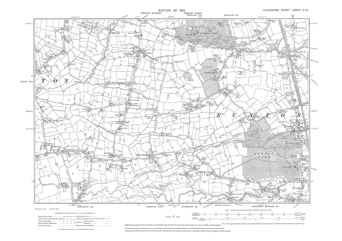 Euxton, Worden Park - Lancashire in 1912 : 77NW