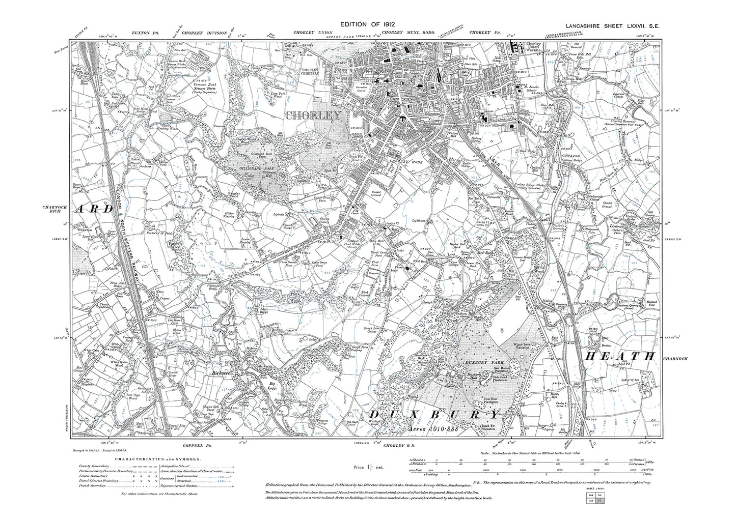 Chorley, Duxbury - Lancashire in 1912 : 77SE