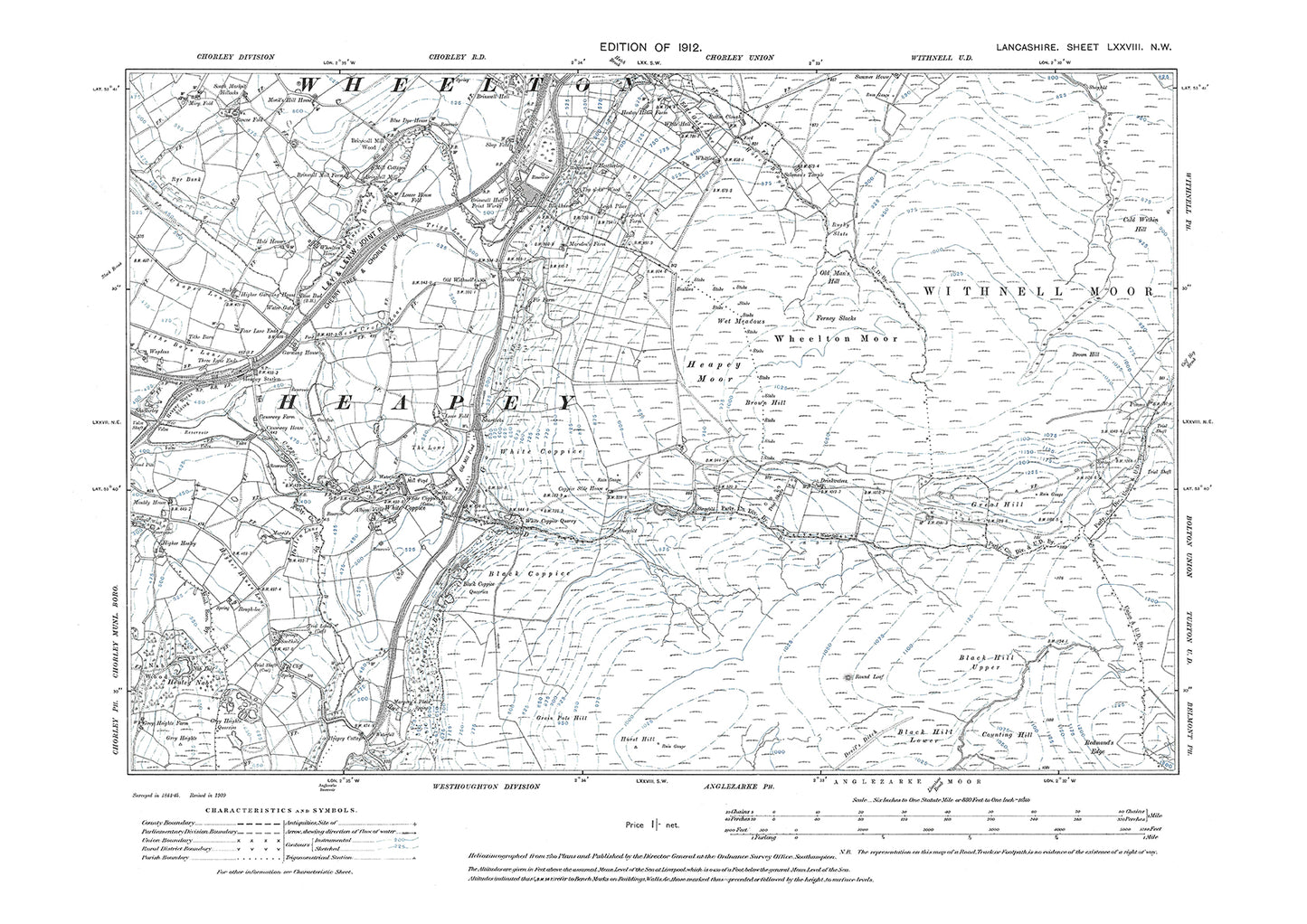 Wheelton, White Coppice - Lancashire in 1912 : 78NW