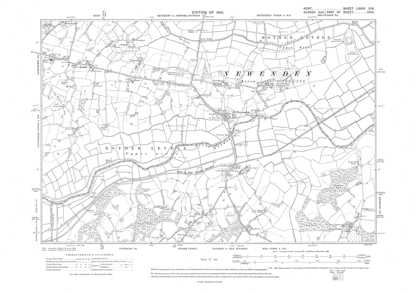 Newenden, old map Kent 1910: 79SW
