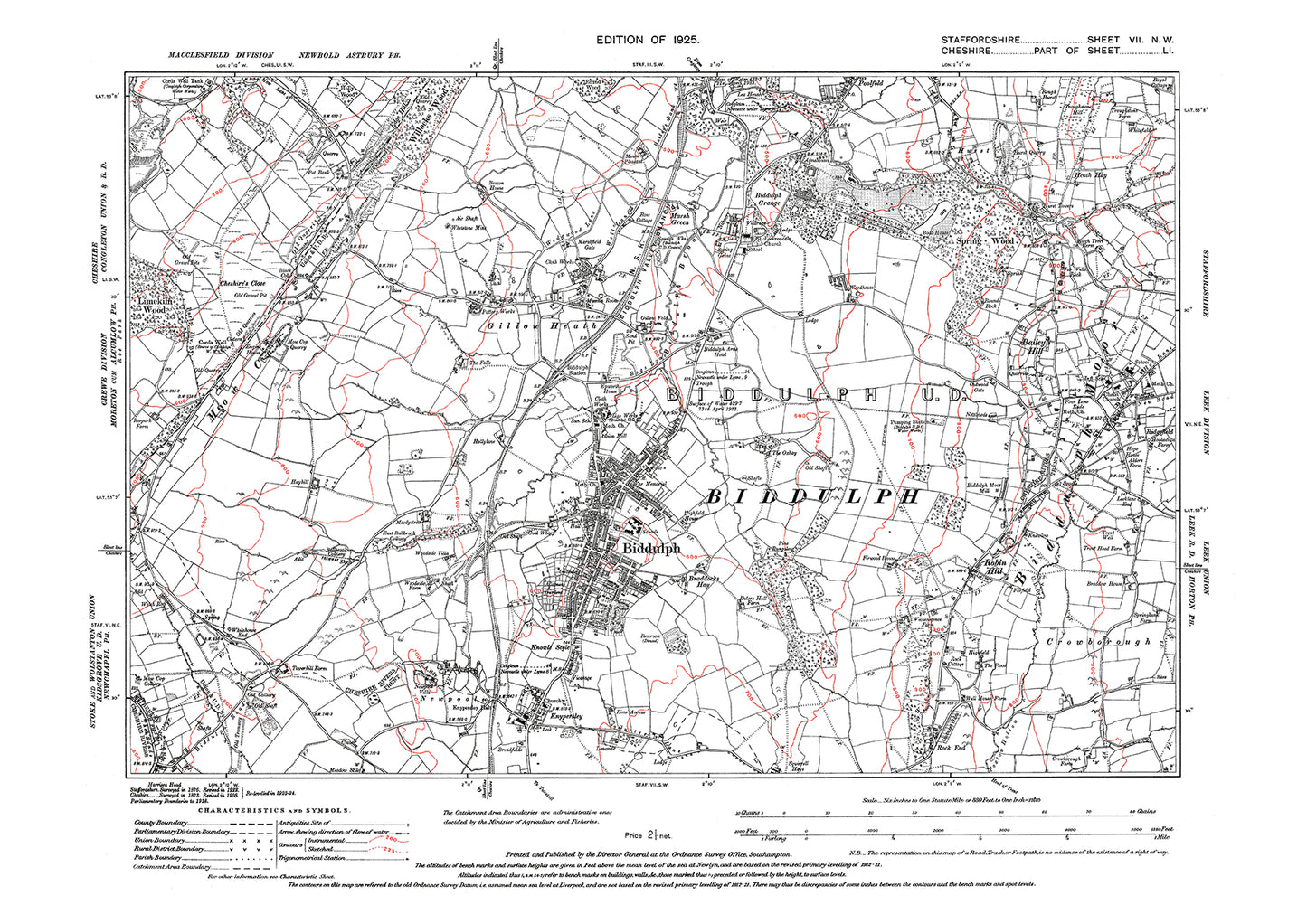 Biddulph, old map Staffordshire 1925: 7NW
