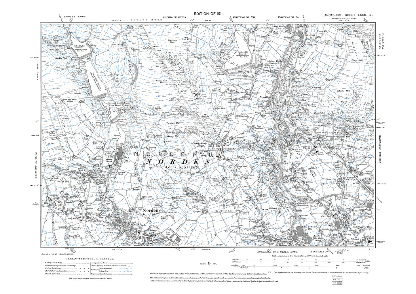 Healey, Norden, Shawclough - Lancashire in 1911 : 80SE