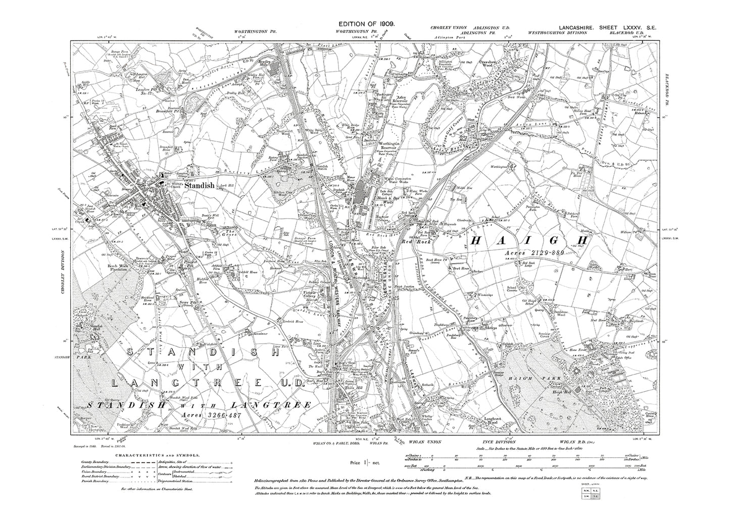 Standish, Red Rock - Lancashire in 1909 : 85SE