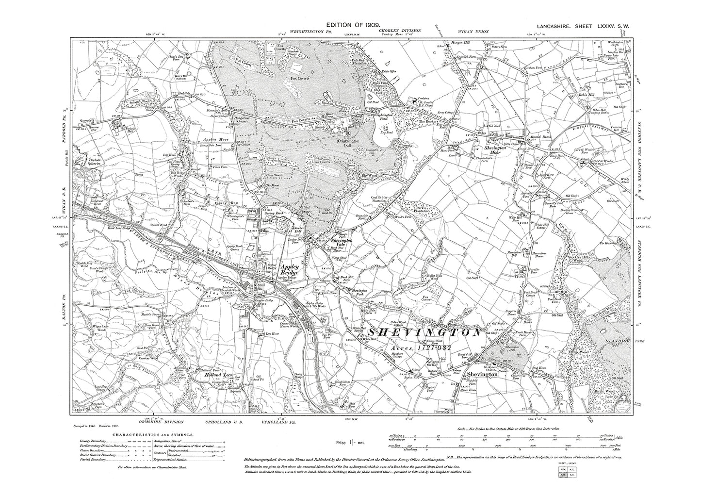 Shevington, Appley Bridge - Lancashire in 1909 : 85SW
