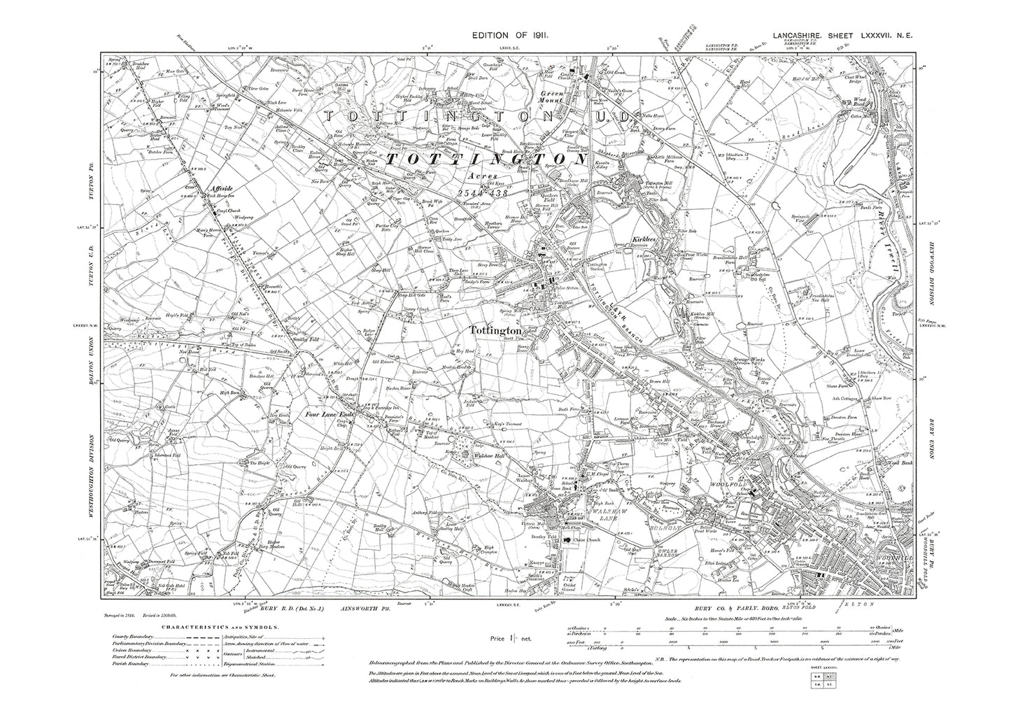 Bury (northwest), Tottington - Lancashire in 1911 : 87NE