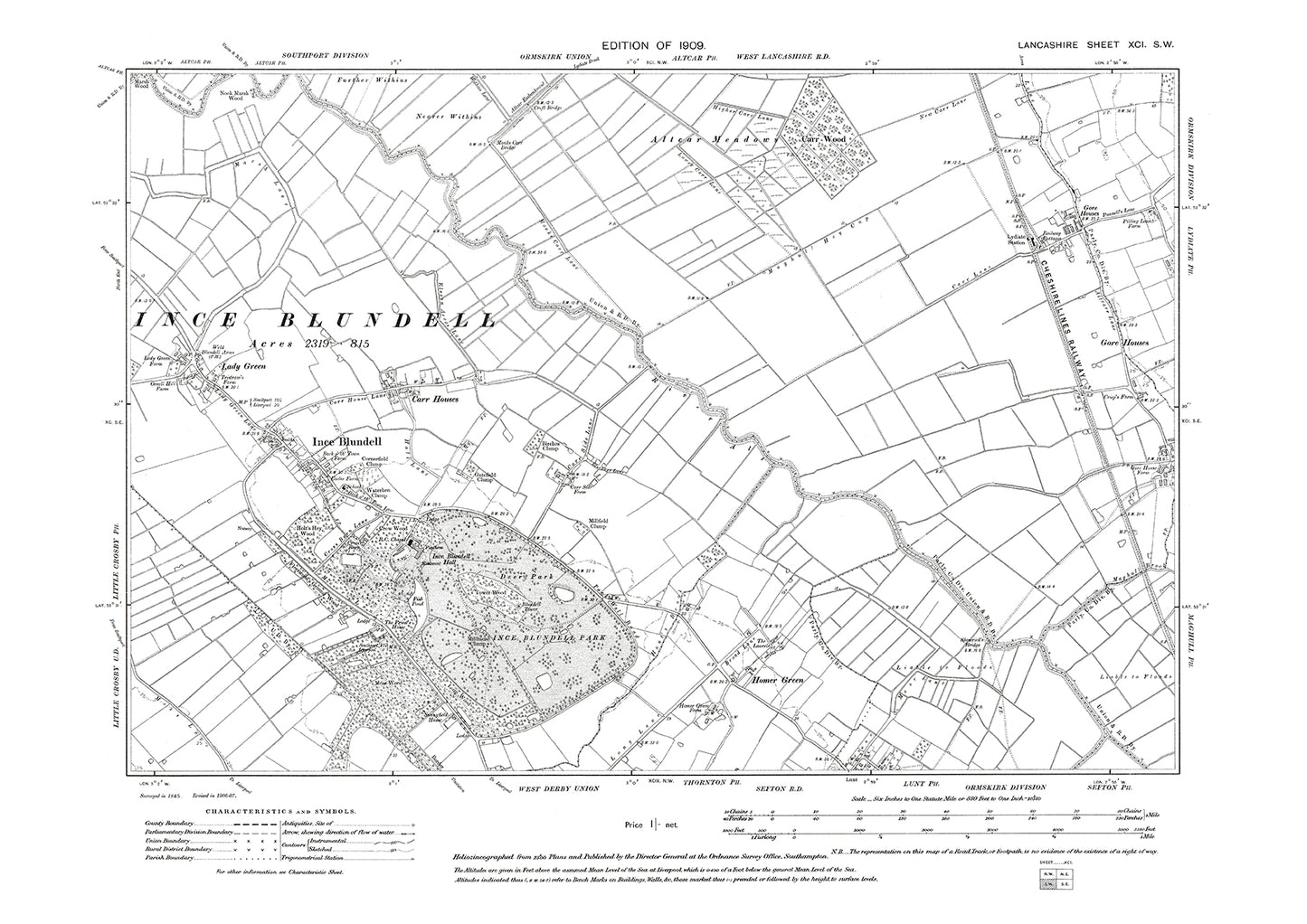 Ince Blundell - Lancashire in 1909 : 91SW