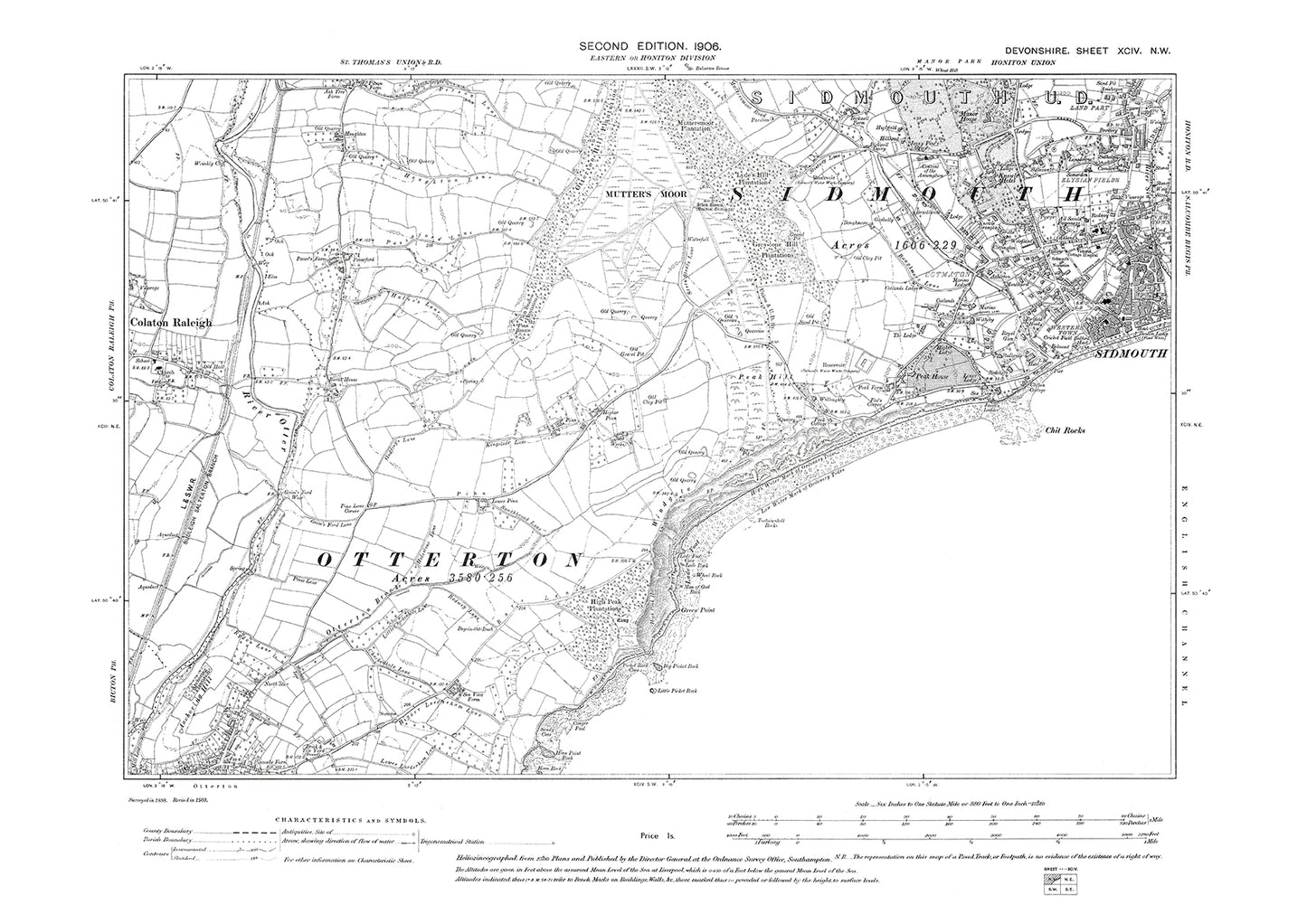 Sidmouth (east), Salcombe Regis, Old Map Devon 1906: 94NW