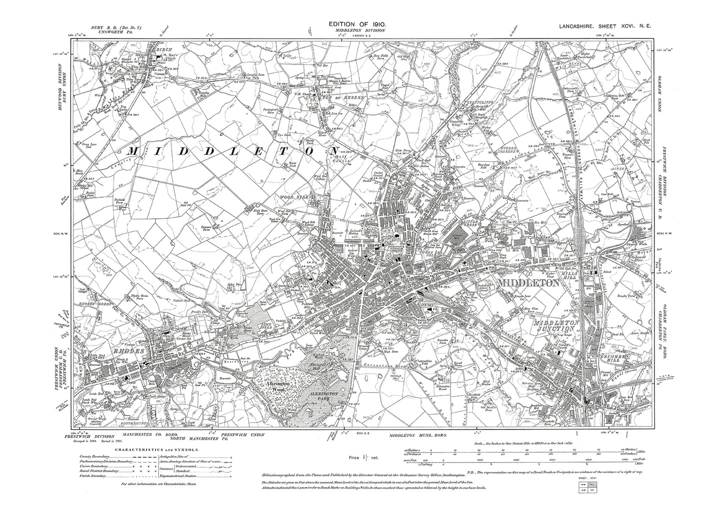Middleton, Rhodes - Lancashire in 1910 : 96NE