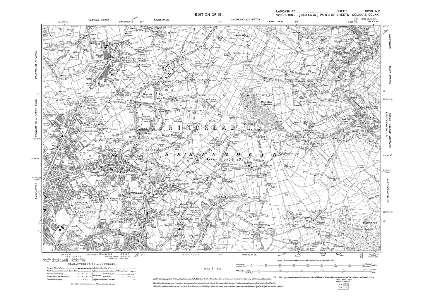 Oldham (north east) - Lancashire in 1911 : 97NE