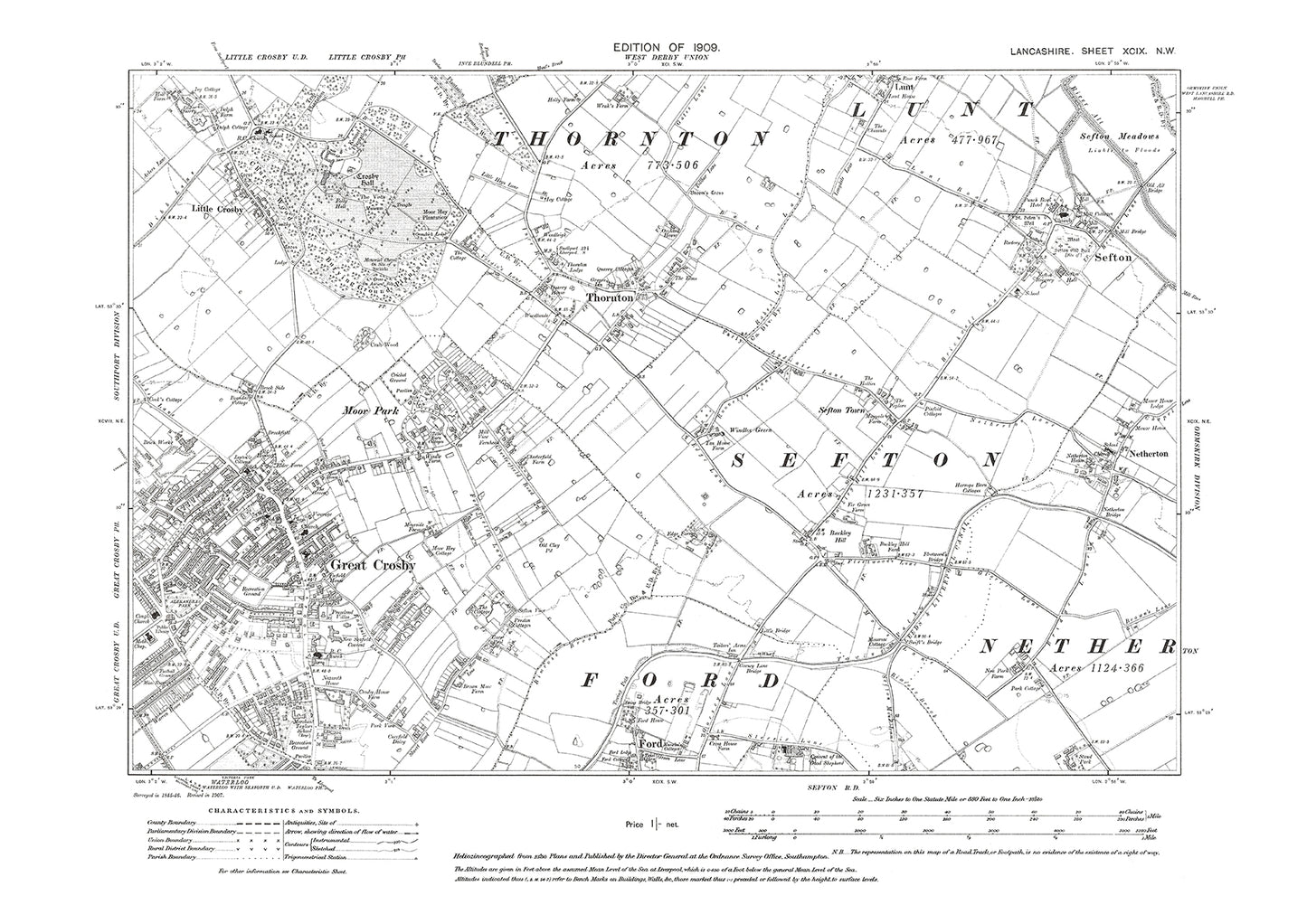 Great Crosby, Thornton, Sefton - Lancashire in 1909 : 99NW