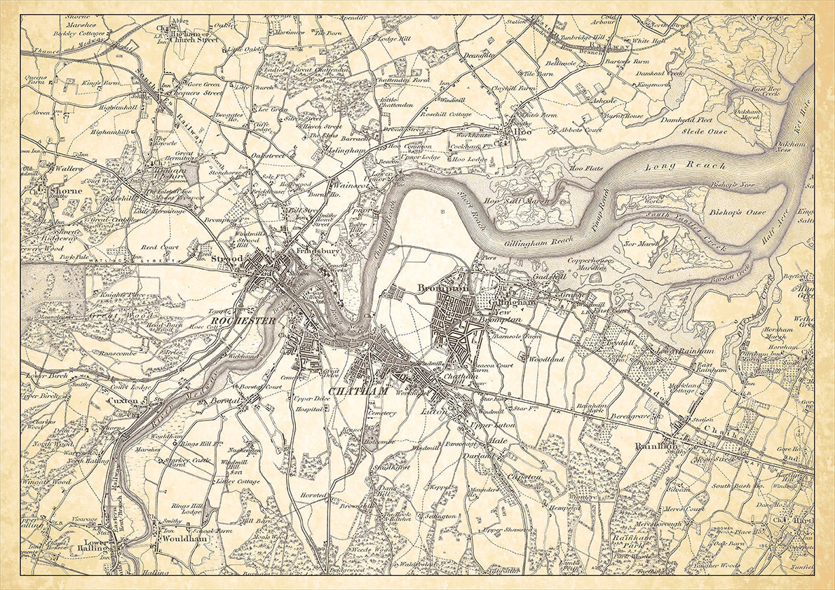 Chatham in 1898, showing the town and the surrounding area