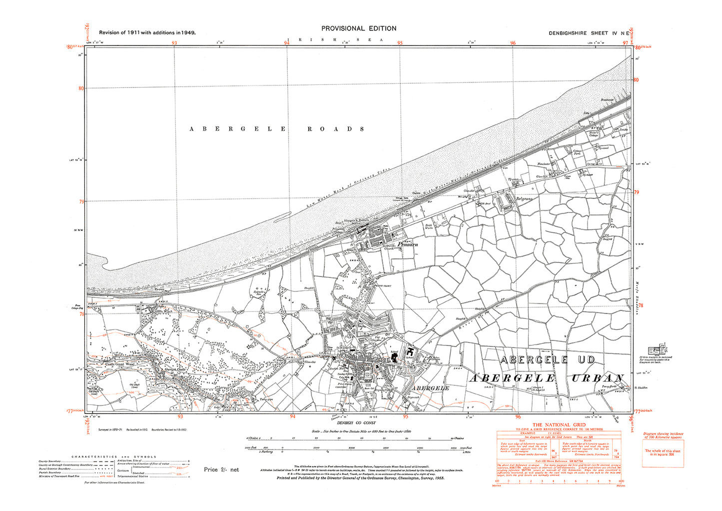 Abergele, Pensarn, old map Denbigh 1949: 4SE