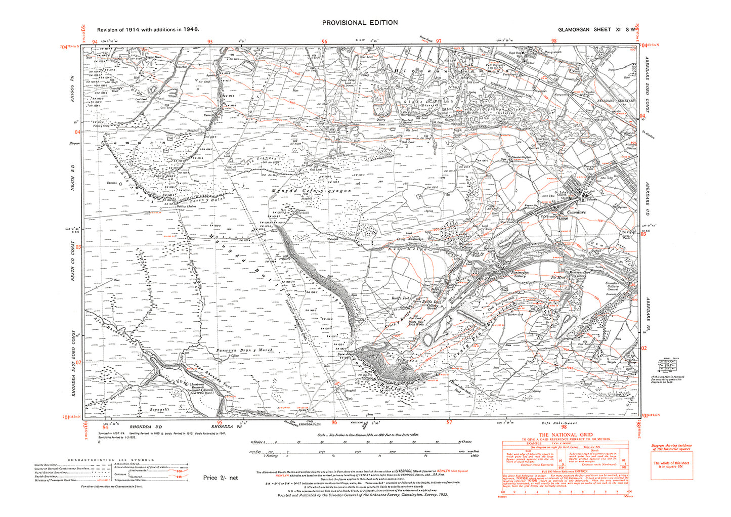 Cwmdare, Nantmeylyn Colliery, old map Glamorgan 1948: 11SW