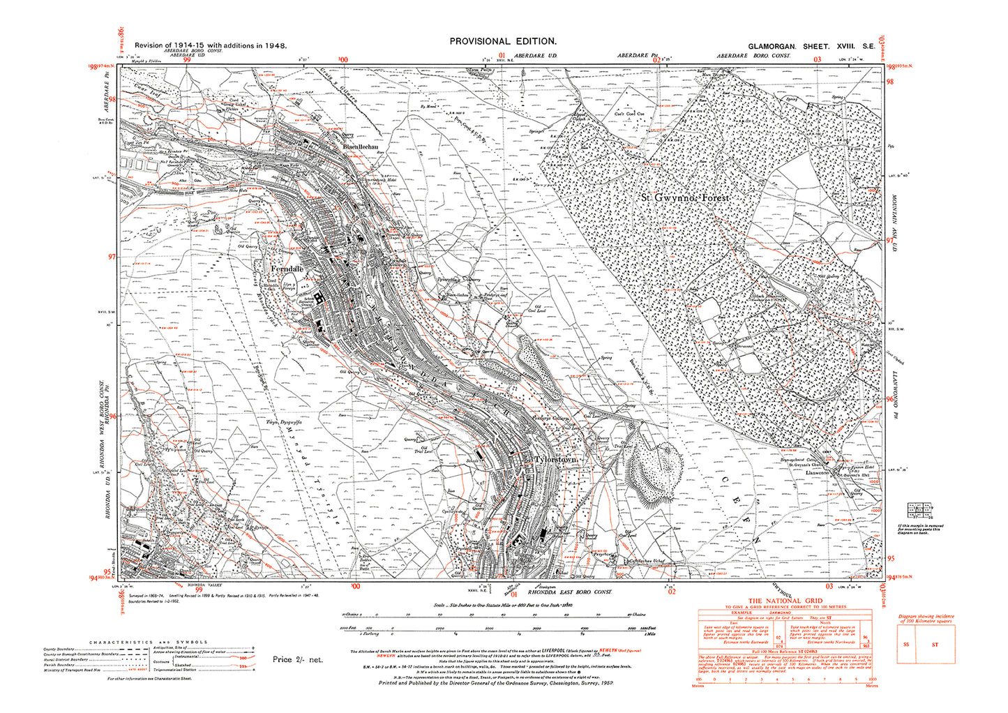 Ferndale, Tylorstown, old map Glamorgan 1948: 18SE
