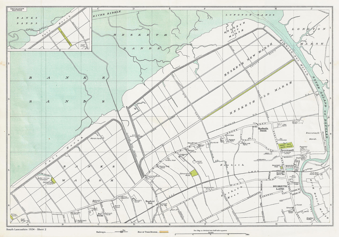 Lancashire (south) 1934 Series - Hesketh Lane, Hundred End area - sheet 2