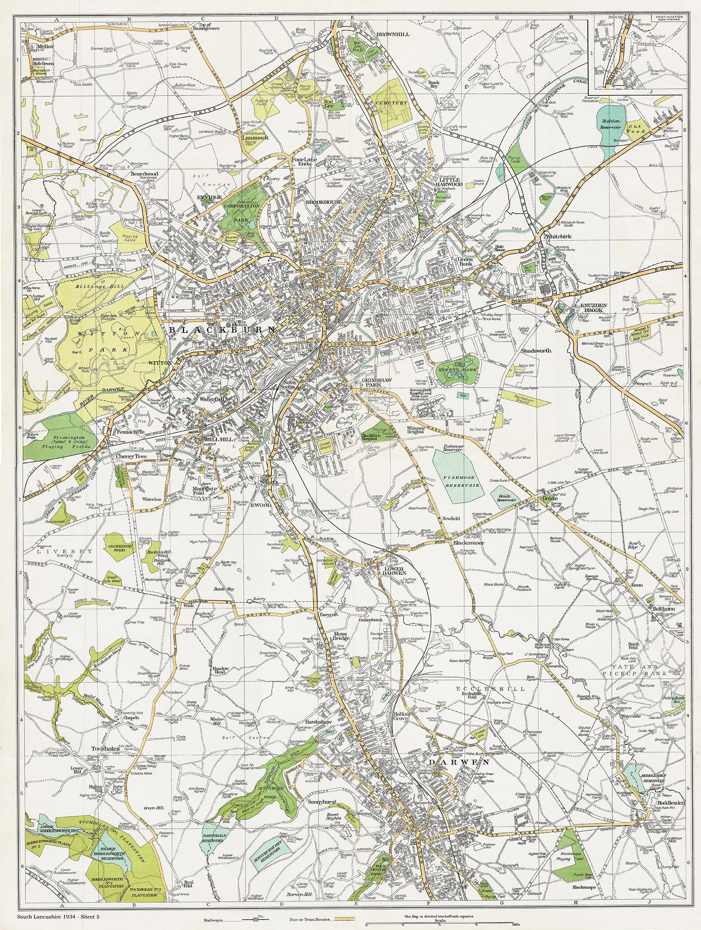 Lancashire (south) 1934 Series - Blackburn and Darwen area - sheet 5