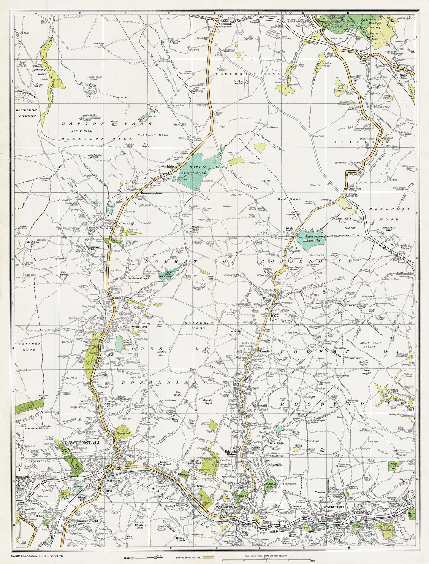 Lancashire (south) 1934 Series - Rawtenstall, Crawshawbooth area - sheet 7b